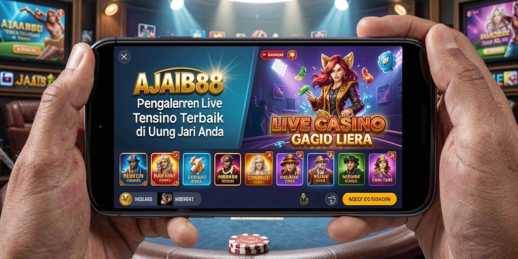 Screenshot utama AJAIB88 menampilkan dealer langsung dalam permainan Live Casino yang mendebarkan.