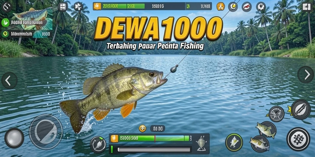 Tangkapan ikan besar di DEWA1000 dengan latar belakang pemandangan indah.