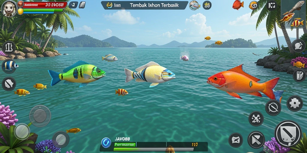 Screenshot JAVO88 menampilkan aksi menembak ikan yang mengasyikkan.
